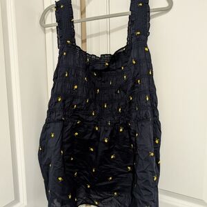 Lane Bryant Dark Blue Tank with Lemon Accents